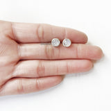 Rainbow Moonstone Round Silver Stud