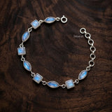 rainbow moonstone mixed shape silver bracelet India