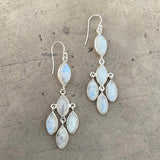 Rainbow Moonstone Silver Chandelier Earring