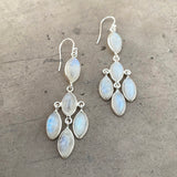 Rainbow Moonstone Silver Chandelier Earring