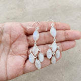 Rainbow Moonstone Silver Chandelier Earring