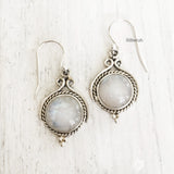 Rainbow Moonstone Silver Drop Earring