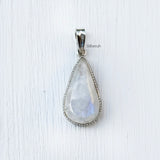 Rainbow Moonstone Silver Drop Pendant