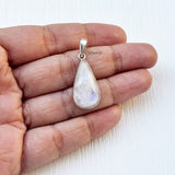 Rainbow Moonstone Silver Drop Pendant
