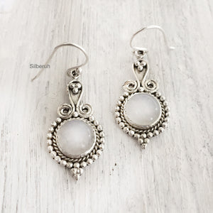 Rainbow Moonstone Silver Earring