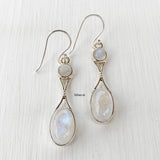 Rainbow Moonstone Silver Earring