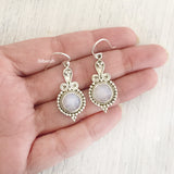 Rainbow Moonstone Silver Earring