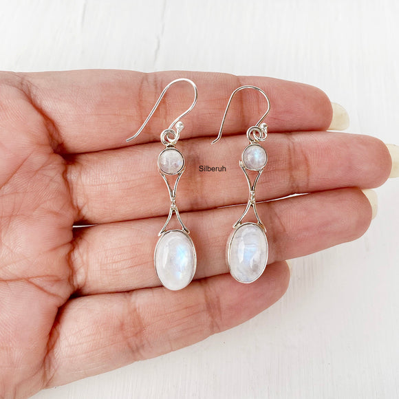 Rainbow Moonstone Silver Earring