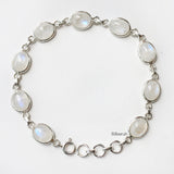 Rainbow Moonstone Silver Oval Bracelet