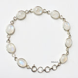 Rainbow Moonstone Silver Oval Bracelet