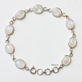 Rainbow Moonstone Silver Oval Bracelet