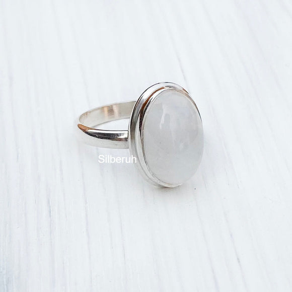 Sterling Silver Oxidized Ring with Rainbow Moonstone – Miss Mantra
