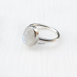 Rainbow Moonstone Silver Oval Ring