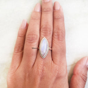 Rainbow Moonstone Silver Ring