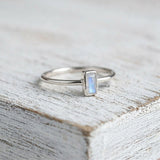 Handcrafted 925 sterling silver Rainbow Moonstone dainty ring