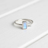 Minimalist Rainbow Moonstone silver ring for everyday wear