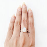 Rainbow Moonstone Silver Oval Ring