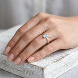 Natural Rainbow Moonstone ring in polished sterling silver