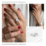 Handmade sterling silver ring featuring natural Rainbow Moonstone
