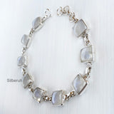 Rainbow Moonstone Square Silver Bracelet