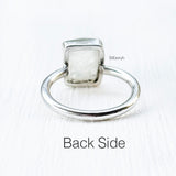 Rainbow Moonstone Square Silver Ring