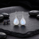 925 silver Rainbow Moonstone teardrop earrings by Silberuh