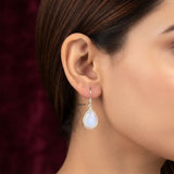 Rainbow Moonstone teardrop gemstone earrings with iridescent flashes