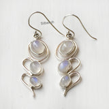 Rainbow Moonstone Wave Silver Earring