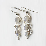 Rainbow Moonstone Wave Silver Earring