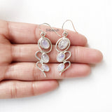 Rainbow Moonstone Wave Silver Earring