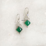 Rainbow Moonstone & Green Onyx Patang Silver Earring