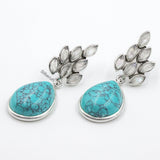 Rainbow Moonstone & Turquoise Silver Earring