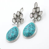 Rainbow Moonstone & Turquoise Silver Earring