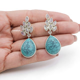 Rainbow Moonstone & Turquoise Silver Earring