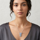 Rainbow Moonstone Step Silver Necklace