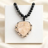 Raw Danburite & Silver Obsidian Beaded Necklace