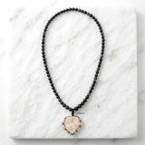 Raw Danburite & Silver Obsidian Beaded Necklace