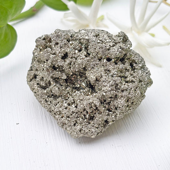 Raw Pyrite Cluster – Minimal Gold Crystal