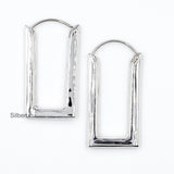 Rectangular Silver Hoop Earring