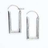 Rectangular Silver Hoop Earring