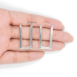 Rectangular Silver Hoop Earring