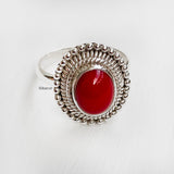 Red Agate Silver Ring