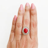 Red Agate Silver Ring