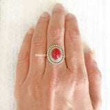 Red Agate Silver Ring