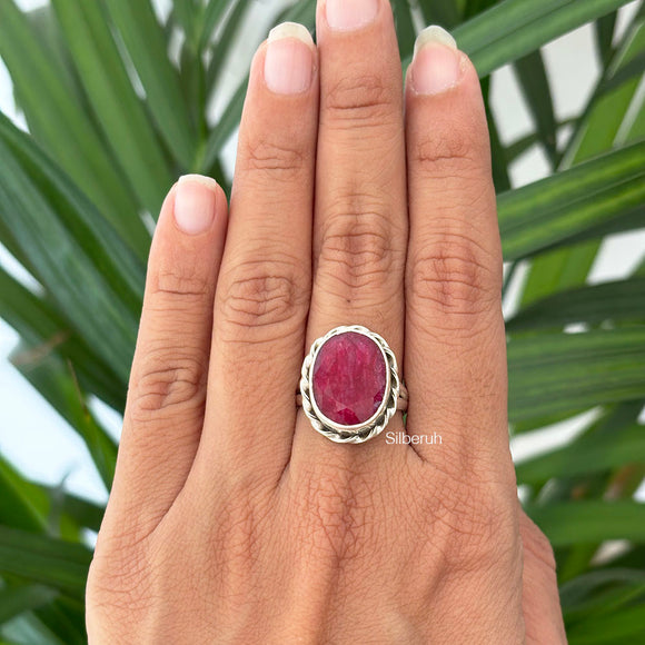 Red Ropada Silver Ring