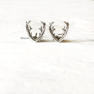 Reindeer Horns Silver Stud