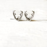 Reindeer Horns Silver Stud