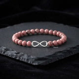 Natural Rhodonite 925 silver infinity bracelet