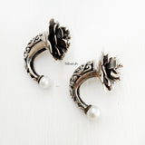 Rose Filigree Pearl Silver Stud Earring