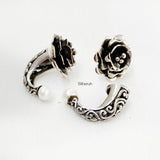 Rose Filigree Pearl Silver Stud Earring